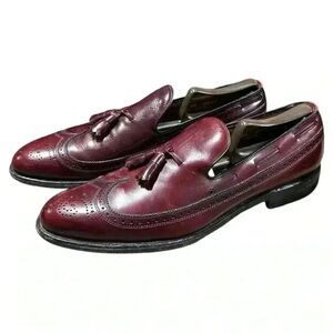ALLEN EDMONDS Mens Oxblood Wingtip Cap Toe Tassel Oxfords. Size 11AA